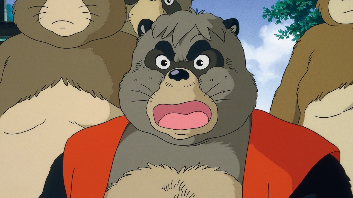 A brave tanuki with a red vest raises his voice in protest.